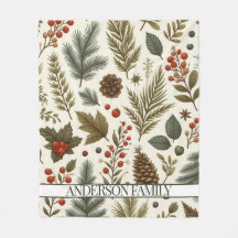 Red Green Pine und Berry Watercolor Holiday