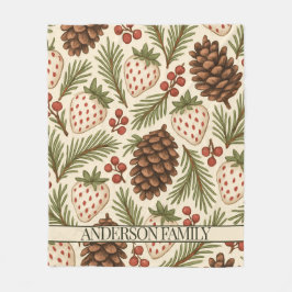 Red Green Pine und Berry Watercolor Holiday Fleecedecke