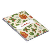 Red Green Pine und Berry Watercolor Holiday Notizblock (Rechte Seite)