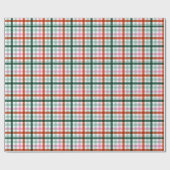 Red Green Pink Christmas Gingham Geschenkpapier (Flach)