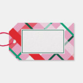 Red Green Pink Christmas Plaid Gift Tag Geschenkanhänger (Rückseite Horizontal)