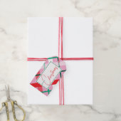 Red Green Pink Christmas Plaid Gift Tag Geschenkanhänger (Mit Garn)