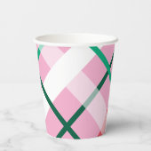 Red Green Pink Christmas Plaid Paper cup Pappbecher (Rückseite)