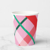 Red Green Pink Christmas Plaid Paper cup Pappbecher (Rechts)