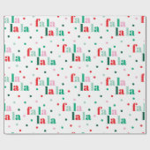 Red Green Pink Fa La La La Christmas Wrapping Pape Geschenkpapier (Flach)