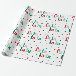 Red Green Pink Fa La La La Christmas Wrapping Pape Geschenkpapier
