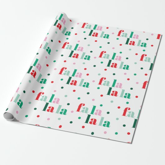 Red Green Pink Fa La La La Christmas Wrapping Pape Geschenkpapier (Ungerollt)
