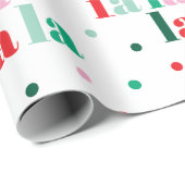 Red Green Pink Fa La La La Christmas Wrapping Pape Geschenkpapier (Rolleneckpunkt)