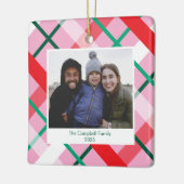 Red Green Pink Plaid Christmas Photo Ornament (Links)