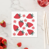 Red Green Pink Simple Strawberries Napkins Serviette (Beispiel)