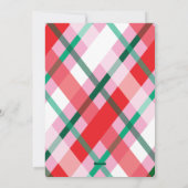Red Green Pink Weihnachten Karierte Fotokarte (Rückseite)