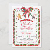 Red Green Plaid Bow Preppy Christmas Holiday Party Einladung (Vorderseite)