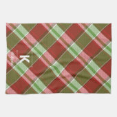 Red Green Plaid Christmas Personalized Monogram Geschirrtuch (Horizontal)