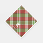 Red Green Plaid Christmas Personalized Monogram Serviette (Ecke)