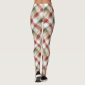 Red Green Plaid Christmas Stripes Leggings (Rückseite)