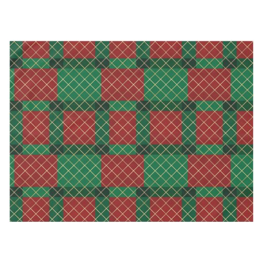 Red Green Plaid Christmas Tischdecke (Vorderseite (Horizontal))
