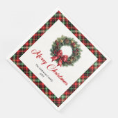 Red Green Plaid Christmas Wreath Napkins Custom Serviette (Ecke)
