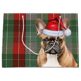 Red Green Plaid Frenchie Dog Lover Holiday Große Geschenktüte