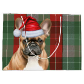 Red Green Plaid Frenchie Dog Lover Holiday Große Geschenktüte (Rückseite)