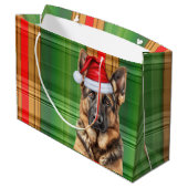 Red Green Plaid German Shepherd Dog Lover Holiday Große Geschenktüte (Rückseite Schrägansicht)