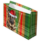 Red Green Plaid German Shepherd Dog Lover Holiday Große Geschenktüte (Vorderseite Schrägansicht)