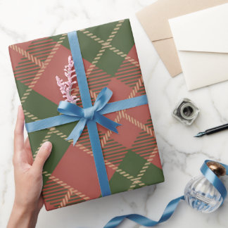Red Green Plaid Pattern Wrapping Paper Geschenkpapier