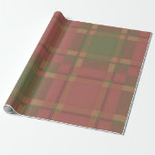 Red Green Plaid Pattern Wrapping Paper Geschenkpapier (Ungerollt)