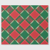 Red Green Plaid Pattern Wrapping Paper Geschenkpapier (Flach)