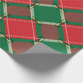 Red Green Plaid Pattern Wrapping Paper Geschenkpapier (Ecke)
