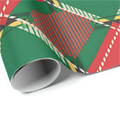 Red Green Plaid Pattern Wrapping Paper Geschenkpapier (Rolleneckpunkt)