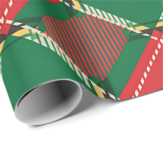 Red Green Plaid Pattern Wrapping Paper Geschenkpapier (Rolleneckpunkt)