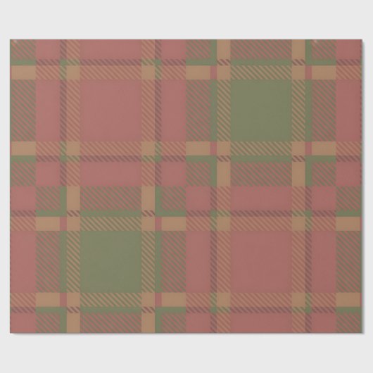 Red Green Plaid Pattern Wrapping Paper Geschenkpapier (Flach)