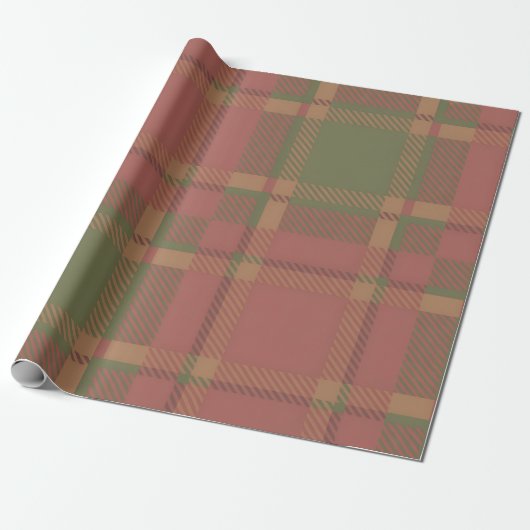 Red Green Plaid Pattern Wrapping Paper Geschenkpapier (Ungerollt)