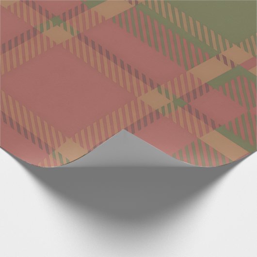 Red Green Plaid Pattern Wrapping Paper Geschenkpapier (Ecke)