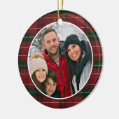 Red Green Plaid Photo Christmas Tree Keramik Ornament (Links)