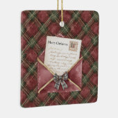Red Green Plaid Stripes Letter Christmas Keramikornament (Rechts)