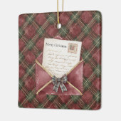 Red Green Plaid Stripes Letter Christmas   Keramikornament (Links)