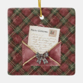 Red Green Plaid Stripes Letter Christmas   Keramikornament (Vorderseite)