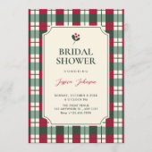 Red green plaid tartan pattern bridal shower einladung (Vorderseite)