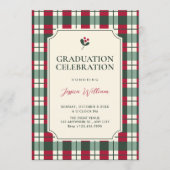 Red green plaid tartan pattern graduation einladung (Vorderseite)