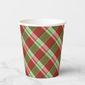 Red Green Plaid Weihnachtsfeier Pappbecher (Vorderseite)