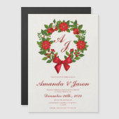 Red Green Poinsettia Berries Weihnachtsfeier Magnetkarte (Vorne/Hinten)