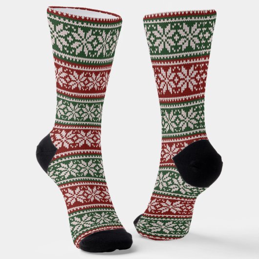 Red Green Poinsettia Blume Pattern Socken (Gewinkelt)