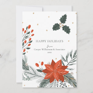 Red Green Poinsettia Floral Simple Business Feiertagskarte