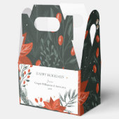 Red Green Poinsettia Floral Simple Business Geschenkschachtel (Geöffnet)