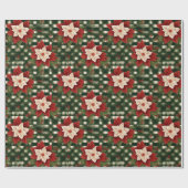 Red Green Poinsettia GIngham Pattern Präsent Geschenkpapier (Flach)