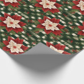 Red Green Poinsettia GIngham Pattern Präsent Geschenkpapier (Ecke)