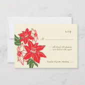 Red & Green Poinsettias Weihnachtsfeier RSVP Karte (Vorderseite)