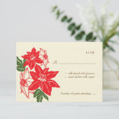 Red & Green Poinsettias Weihnachtsfeier RSVP Karte (Stehend Vorderseite)