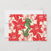 Red & Green Poinsettias Weihnachtsfeier RSVP Karte (Rückseite)